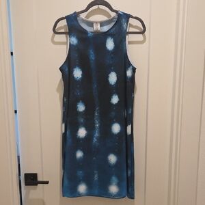 Blue Tie-Dye Sleeveless Dress
